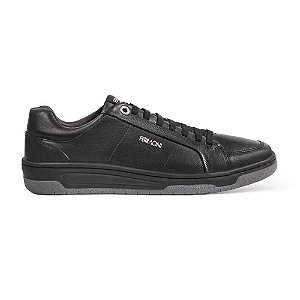 Tenis Sapatênis Ferracini VOX Casual Couro Preto Sola Preta