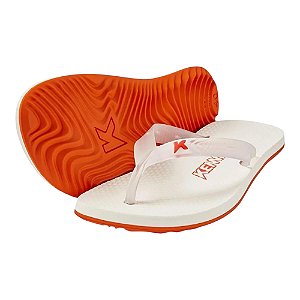 Chinelo Kenner New Summer Pvc Borracha Laranja e Branco