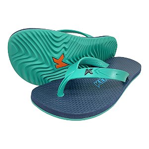 Chinelo Kenner New Summer Pvc Borracha Azul Marinho e Verde