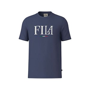 Camiseta Fila Regular Italy Letter Masculino Azul Marinho