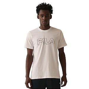 Camisetas Fila Regular Letter Outline Masculino Branco
