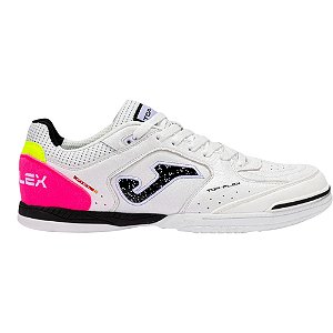 Chuteira Futsal Joma Top Flex Feminino Branco e Rosa