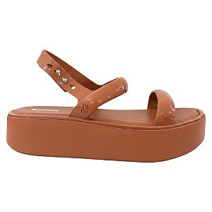 Chinelo Melissa Wave Platf Marrom Feminimo