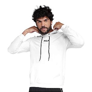 Moletom Canguru Fila com Capuz Sports Branco Masculino