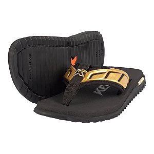 Chinelo Kenner Kivah Full Force Preto e Dourado Masculino