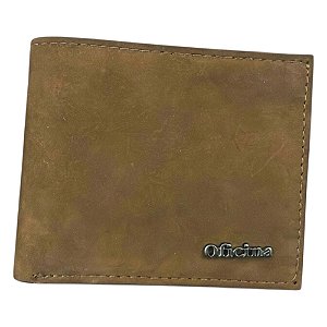 Carteira Oficina Nobuck Masculino Couro Marrom Escuro