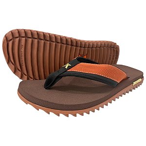 Chinelo Kenner Kivah Layer Marrom Escuro e Laranja Masculina