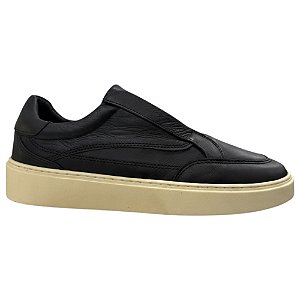 Tênis Casual Oficina Refine Slip Couro Preto Masculino