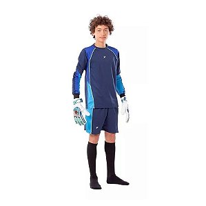 Kit Goleiro Poker Astro Infantil (Camisa+Calção+Meião) Azul