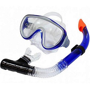 Kit Mergulho Poker Kea Mascara E Snorkel Azul