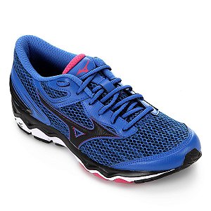 Tenis Mizuno Wave Hawk 2 Azul/Rosa