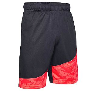Shorts Under Armour Baseline 10in Preto/Vermelho Masculino