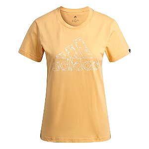 Camiseta Adidas Estampada Floral Laranja Feminino