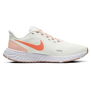 Tenis Nike Revolution 5 Branco/Coral Feminino