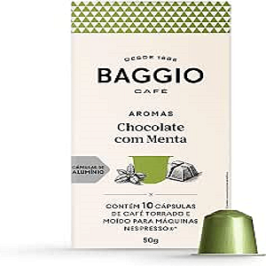 CAFÉ EM CÁPSULA COMPATÍVEL NESPRESSO AROMA CHOCO MENTA BAGGIO 10UN