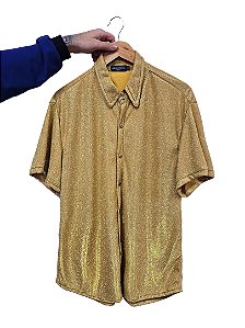 Camisa Manga Curta Brilho Dourado