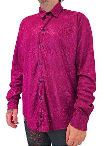 Camisa Manga Longa Brilho Rosa Pink