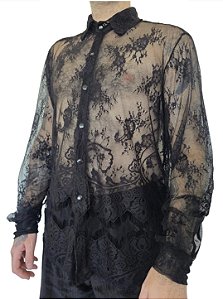 Camisa Renda Manga Longa