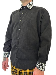 Camisa Strass Especial Preta Manga Longa