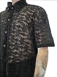 Camisa Renda Plissada