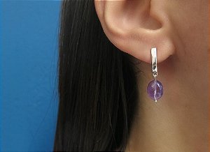 BRINCO MINI GÔNDOLA OVAL AMETISTA