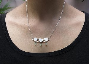 COLAR MEUS 3 PASSARINHOS QUARTZO VERDE