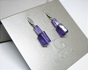 BRINCO TRILOGIA AMETISTA TUBO FACETADA AMETISTA