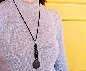 PÊNDULO LAVA VULCÂNICA, ÁGATA E HEMATITA