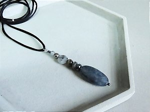 PÊNDULO QUARTZO CINZA E PEDRAS VARIADAS