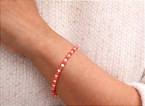 PULSEIRA MADREPÉROLA E ÁGATA PEAU D'ANGE COM PASSARINHO