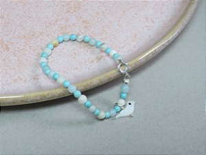 PULSEIRA MADREPÉROLA E HOWLITA COM PASSARINHO