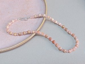 COLAR RODOCROSITA E QUARTZO ROSA