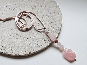 PÊNDULO RODOCROSITA, JASPE E QUARTZO ROSA