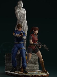 Diorama -  Leon e Claire - Resident Evil 2 Clássico