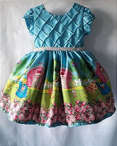 vestido galinha pintadinha rosa luxo