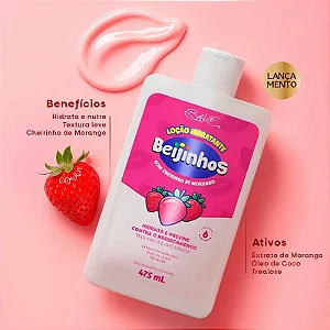 Loção Hidratante Beijinhos Morango- Pele Macia e Aveludada