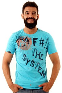 Camiseta Oitavo Ato Fck The System Baby Blue
