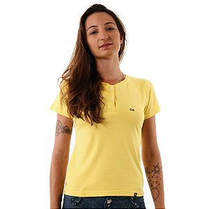 Camiseta Feminina Oitavo Ato Henley Amarelo