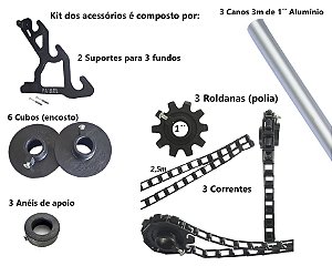 Conjunto Suporte Fixo para 3 Fundos Fotograficos (Parede)
