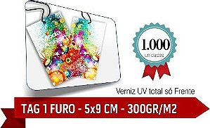 1.000 TAG Corte Reto - 1 Furo - Formato 5x9 cm