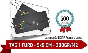 500 TAG Corte Arredondados - 1 Furo - Formato 5x9 cm