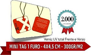 2.000 MINI TAG Corte Reto - 1 Furo - Formato 4x4,5 cm