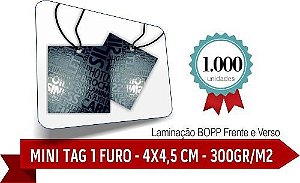 1.000 MINI TAG Corte Reto - 1 Furo - Formato 4x4,5 cm