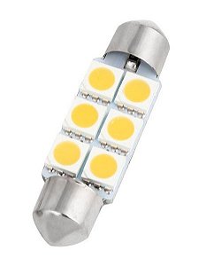 Lâmpada Torpedo Festoon 6 Leds 5050 12v 6000k 42mm Exk2520