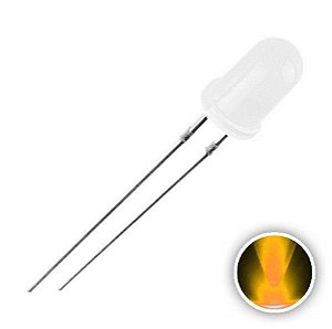 LED 5mm Amarelo Ambar 585-590nm Difuso Leitoso K1696