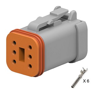 Soquete Conector Deutsch 6 Vias Femea DT06-6S K4166