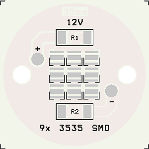 Circuito Impresso Metalcore ( MODULO LED MONO 12V 9X3535 35MM V1 )