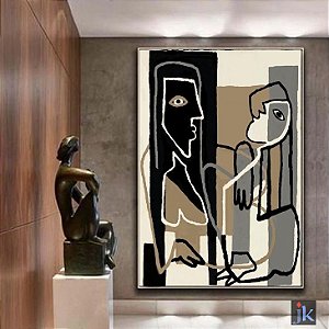 Quadro Decorativo Pintura Em Tela Cubista Tema Casal