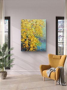 Pintura em tela - Quadro decorativo - Flores amarelas
