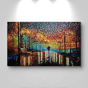 Quadro pintura tela releitura Casal passeio no bosque